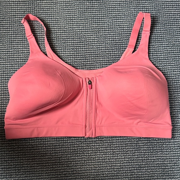 Aerie Coral Zip-Front Sports Bra - Picture 1 of 1